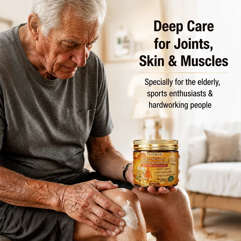 YUITIKUE Bee Venom Glucosamine Joint Cream, Honey Ginger Chamomile Herbal Soothing Muscle Massage Balm 60g