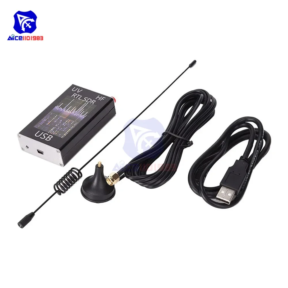 Assembled 100KHz-1.7GHz Full-Band Software Radio USB RTL2832U+R820T U/V Antenna HF FM AM RTL-SDR Receiver IPEX Antenna Mini USB