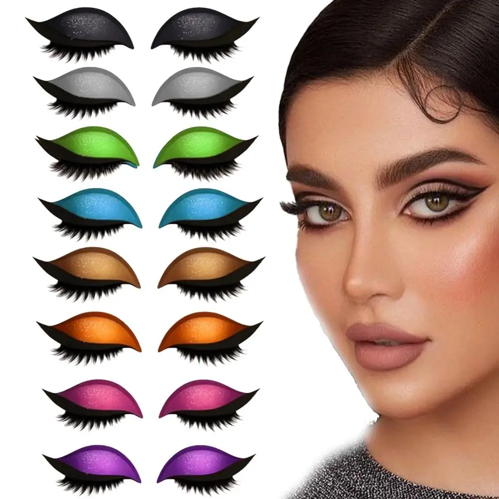 Parche autoadhesivo para pestañas, sombra de ojos perezosa, maquillaje rápido 3 en 1, pegatinas para maquillaje de ojos con delineador de ojos, pegatinas para pestañas postizas