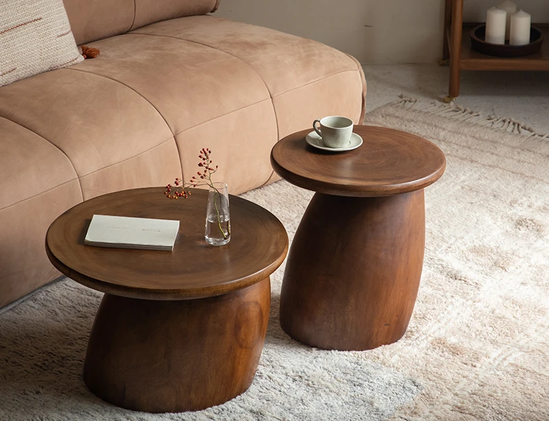 

Retro style design creative homestay living room coffee table solid wood combination side table