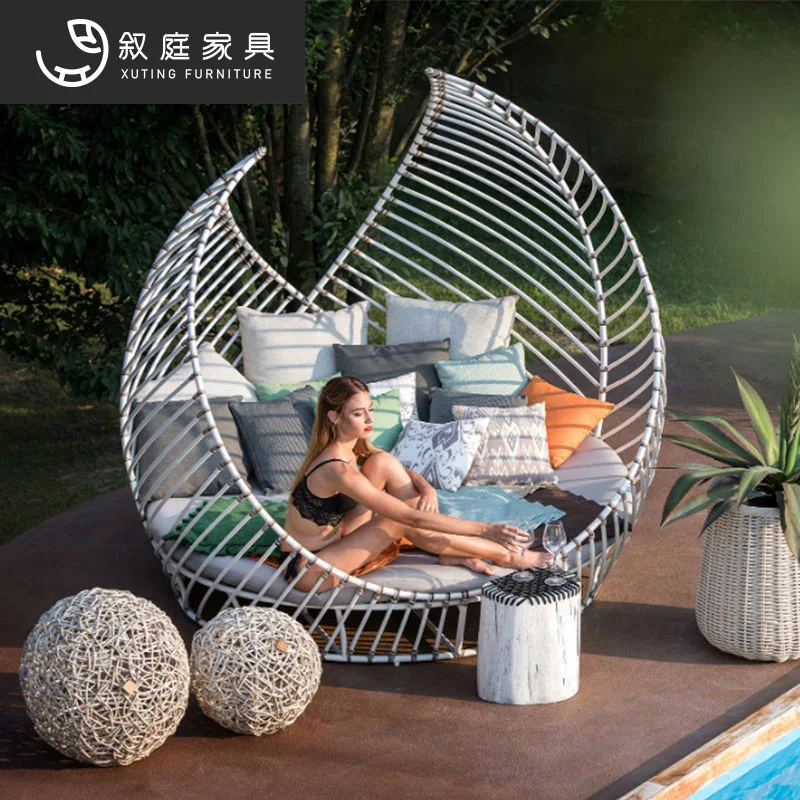Outdoor sofa outdoor rattan chair coffee table combination simple leisure pool villa scenic public furniture