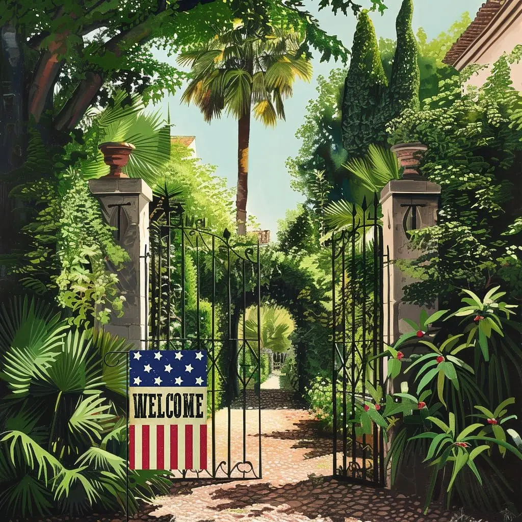 Patriotic Welcome Garden Flag 12x18 Inch Double Sided Outside, US flag background with Welcome Banner Porch Yard Patio Outdo UUN