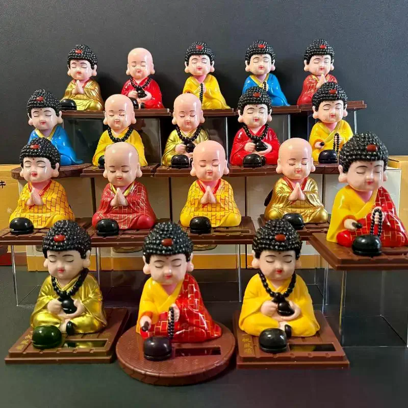 1Pcs Solar Powered Shaking Little Monk Car Interior Accessories Car Decor