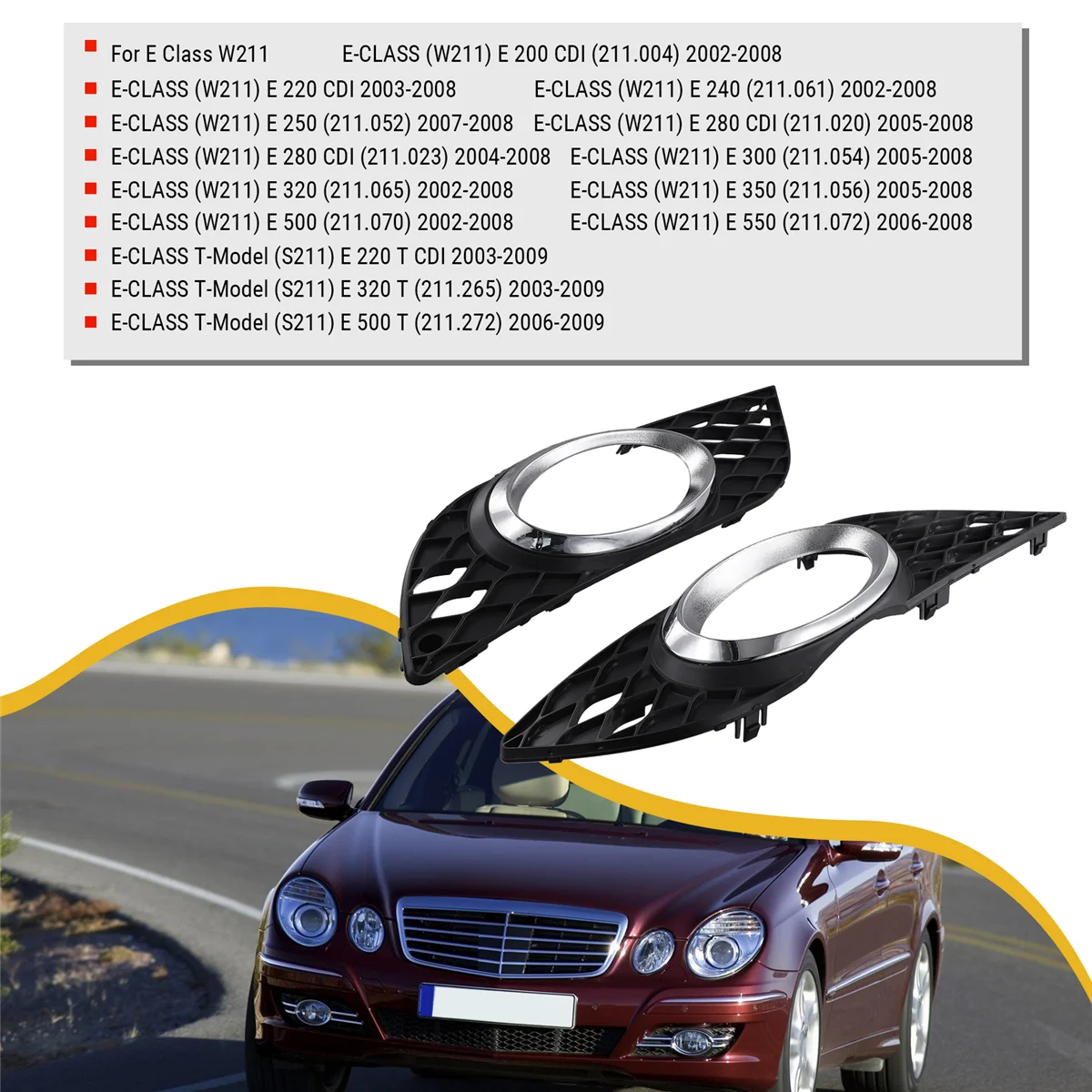 

Reliable-Front Bumper Fog Light Frame 2118850522, 2118850622, 2118850974, 2118851074 for Mercedes Benz E Class W211 2007-2009