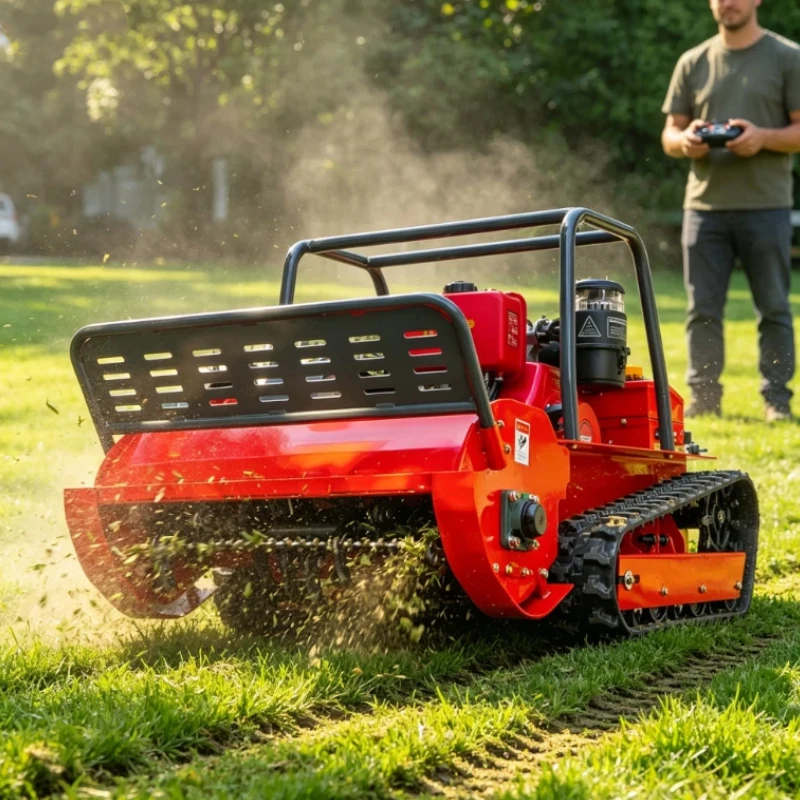 Wireless Remote Control Crawler Lawn Mower Customized Diesel Tracked Flail Mulcher 1000mm  Cutting Width Slope Grass Trimmer