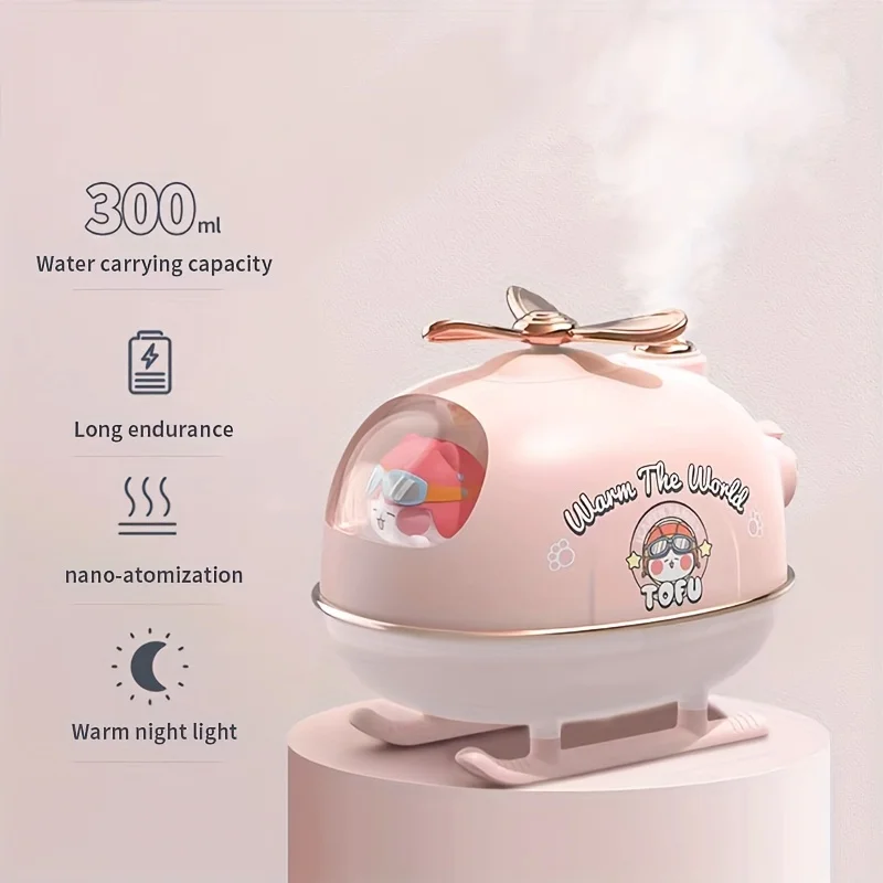 1pc Airplane Shaped Air Humidifier Small Cartoon Humidifier Gift Desktop Purifier Silent Household Spray Water Replenishing Humi