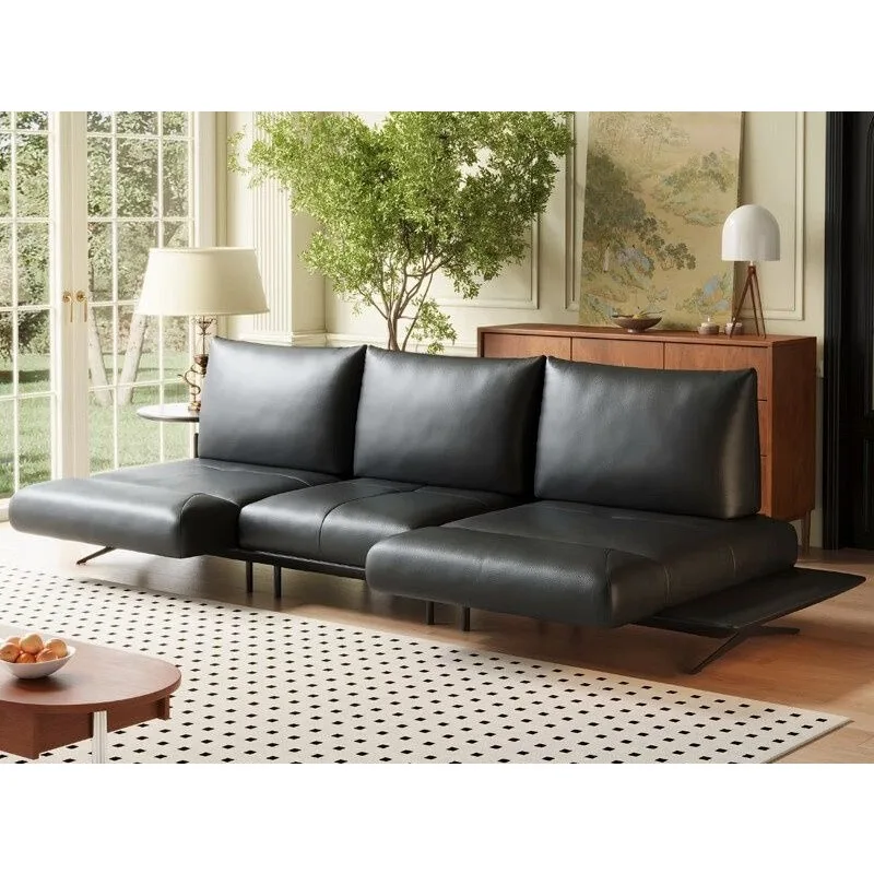 Vertical row minimalist new small apartment first-floor dynamic genuine leather sofa