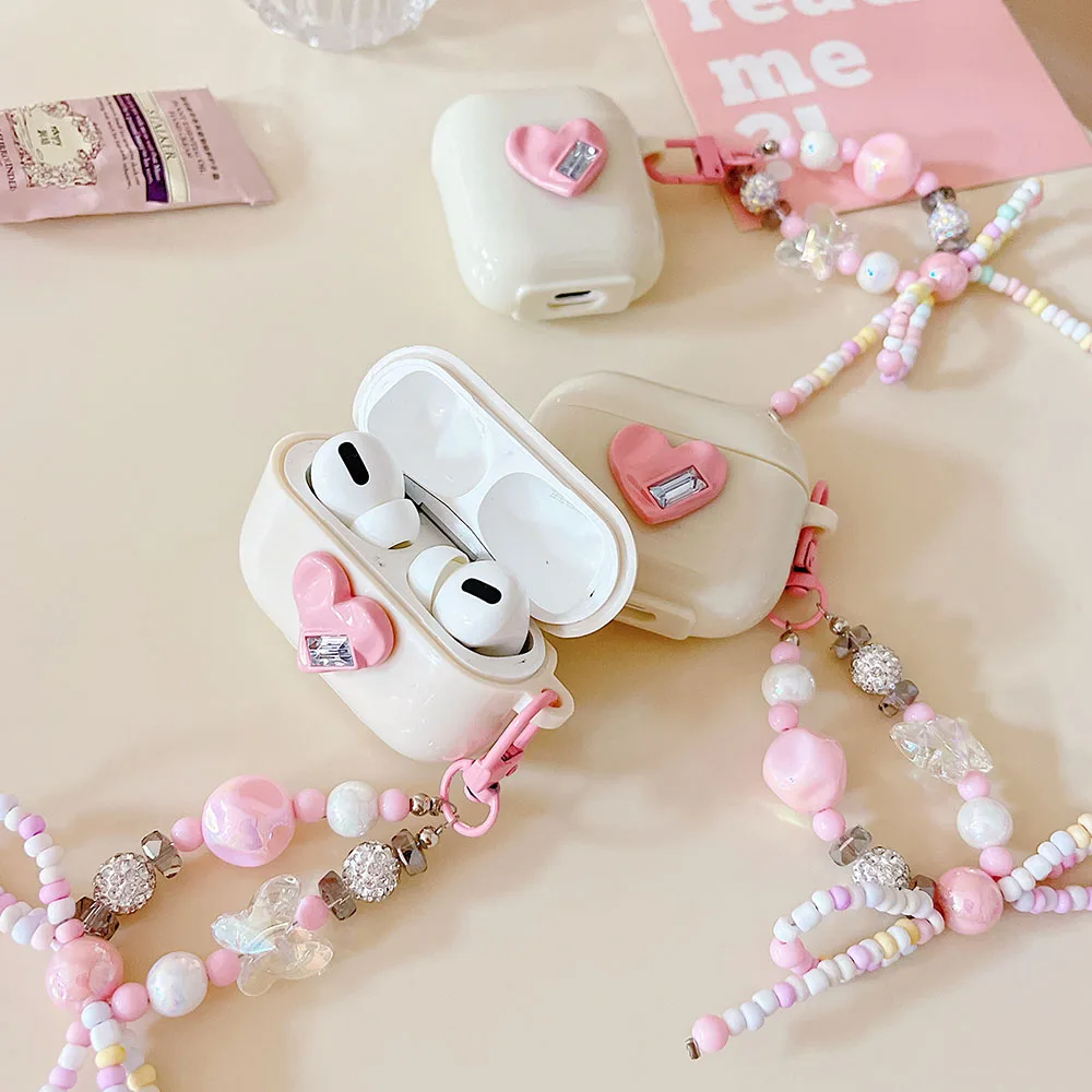 Роскошный 3D бриллиантовый розовый мягкий силиконовый чехол для наушников Apple Airpods 1 3 Pro 2, аксессуары для наушников, чехол с бантом-бабочкой, брелок с подвеской