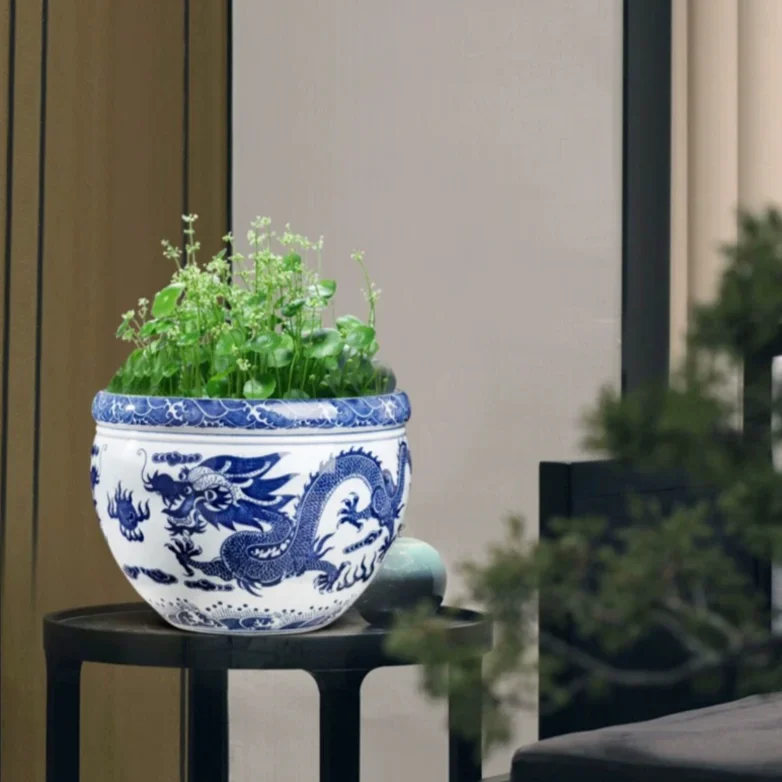 ceramic blue and white porcelain decorative jar storage jar miscellaneous jar living room study room ornament flower