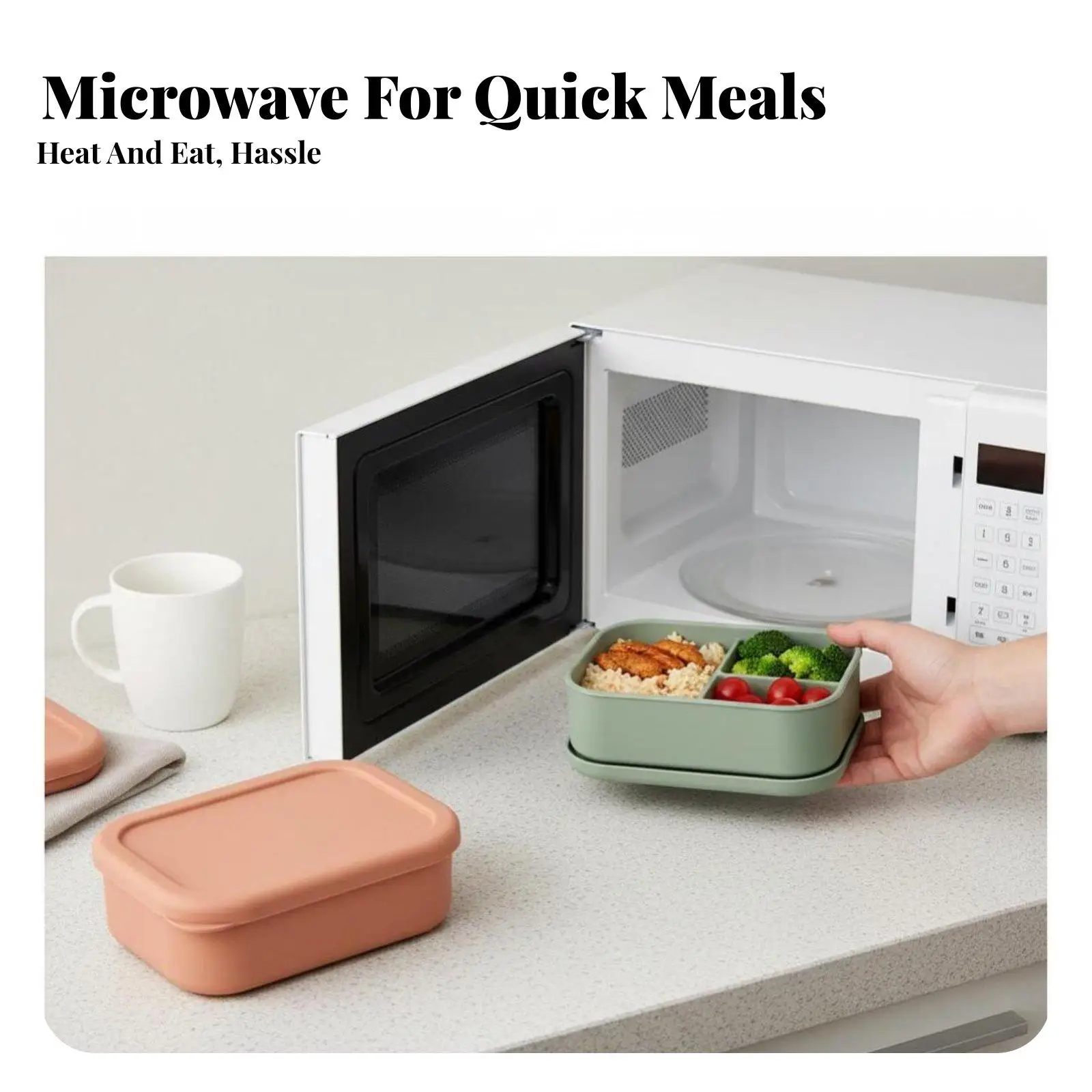 Food Grade Silicone Lunch Box, Microwave Safe Bento Container, 3-Compartment Portable Meal Prep for Office, Students