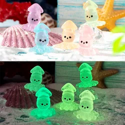 10Pcs Glowing Mini Resin Octopus Spirits Figures Fairy Garden Micro Landscape Ornament Glowing in Dark Octopus Fish Tank Decor