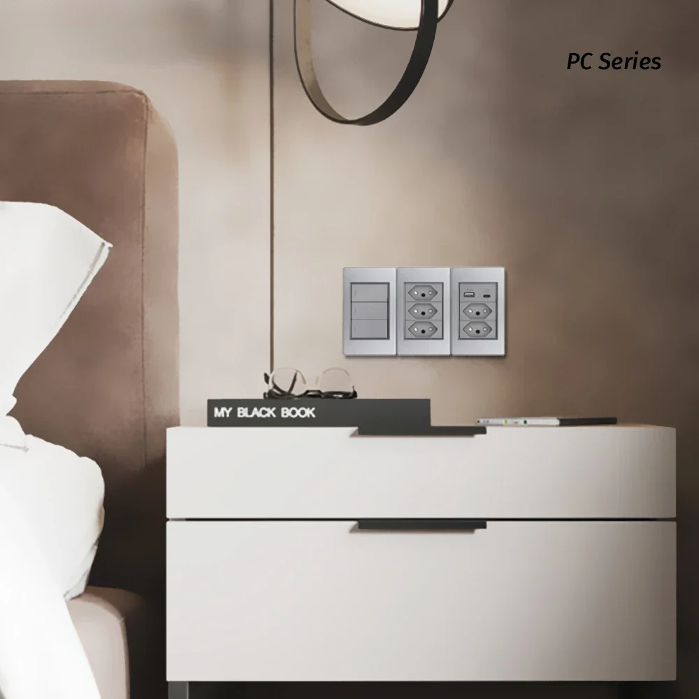 Melery White 16A 120*72 US Brazil Italy Light Switch,PC Panel 1/2/3gang 1/2way Switch on Off,Wall Electrical Outlet for Home