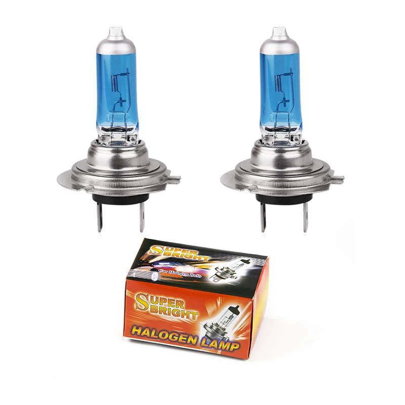 Ampoule de phare de voiture halogène H7 6000k, blanc Super brillant 12V, ampoule de remplacement de phare de voiture 55w 100w 2 pièces