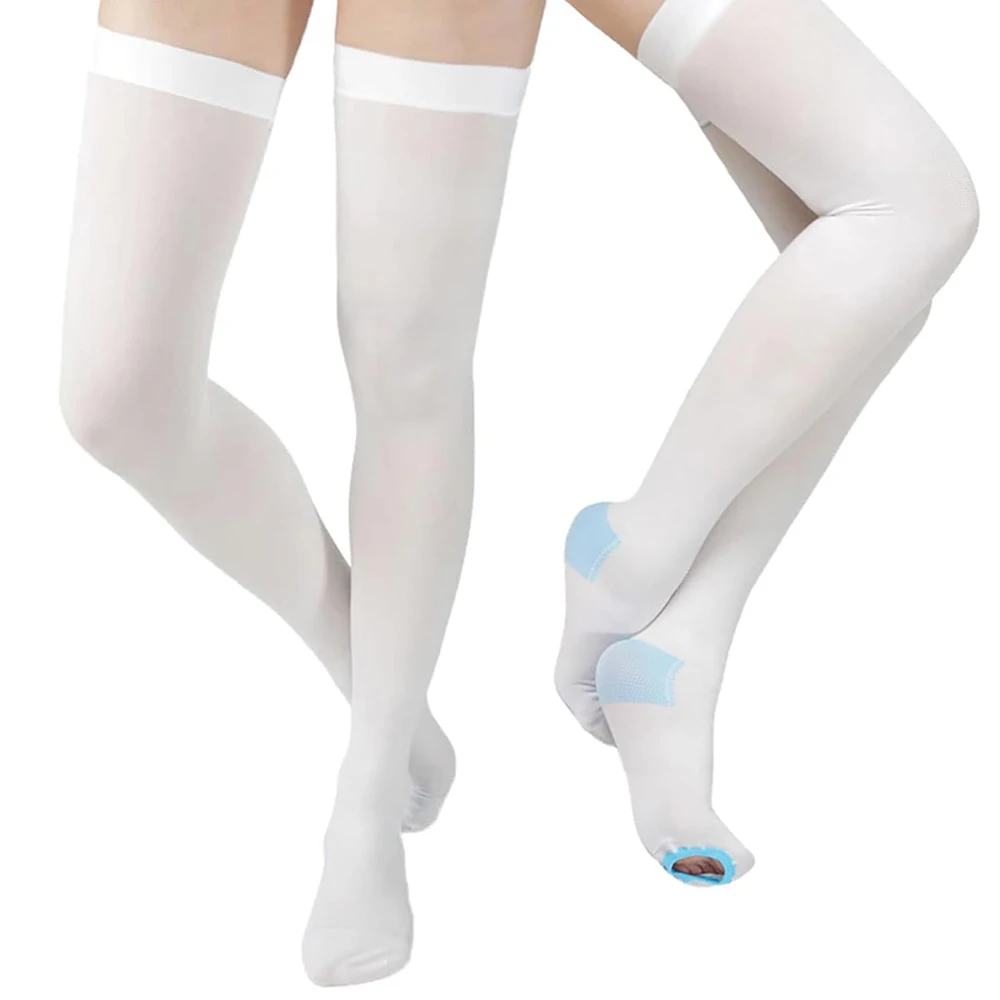 1 Paar Ted Hose Oberschenkelhohe Anti-Embolie-Kompressionsstrümpfe für Frauen und Männer, chirurgische Kompressionsstrümpfe, 15-21 mmHg – Detail 7