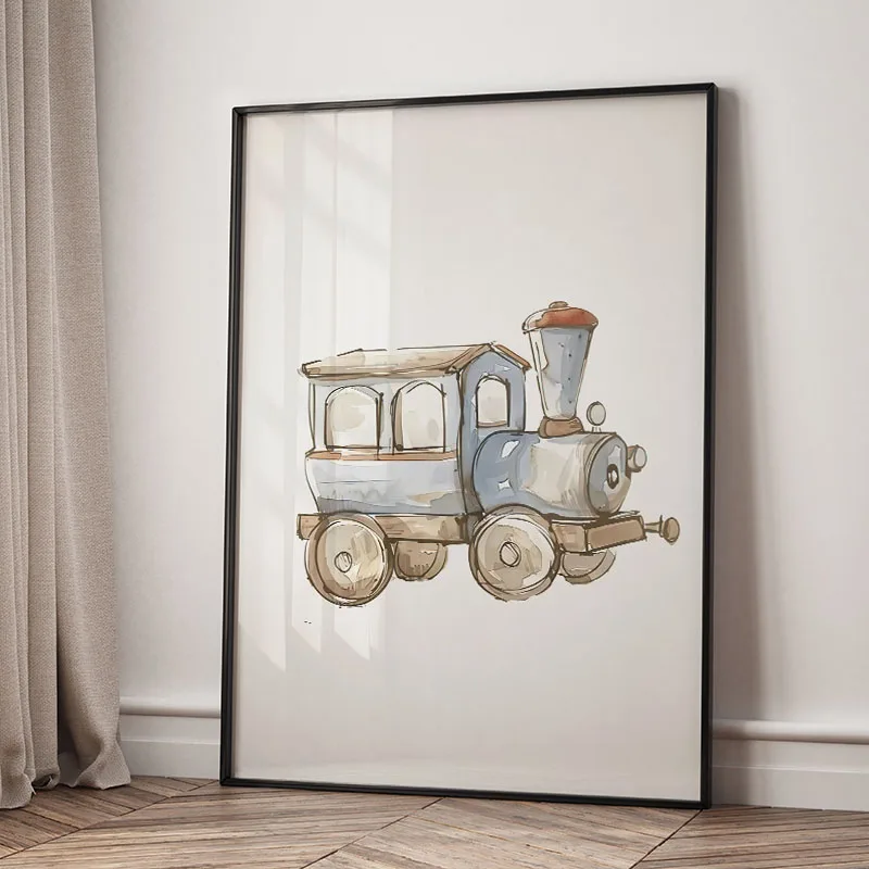 Boho Style Teddy Bear Book Animal Nursery Canvas Poster Horse Rabbit Train Wall Art Prints Modern Baby Kids Boys Room Home Decor