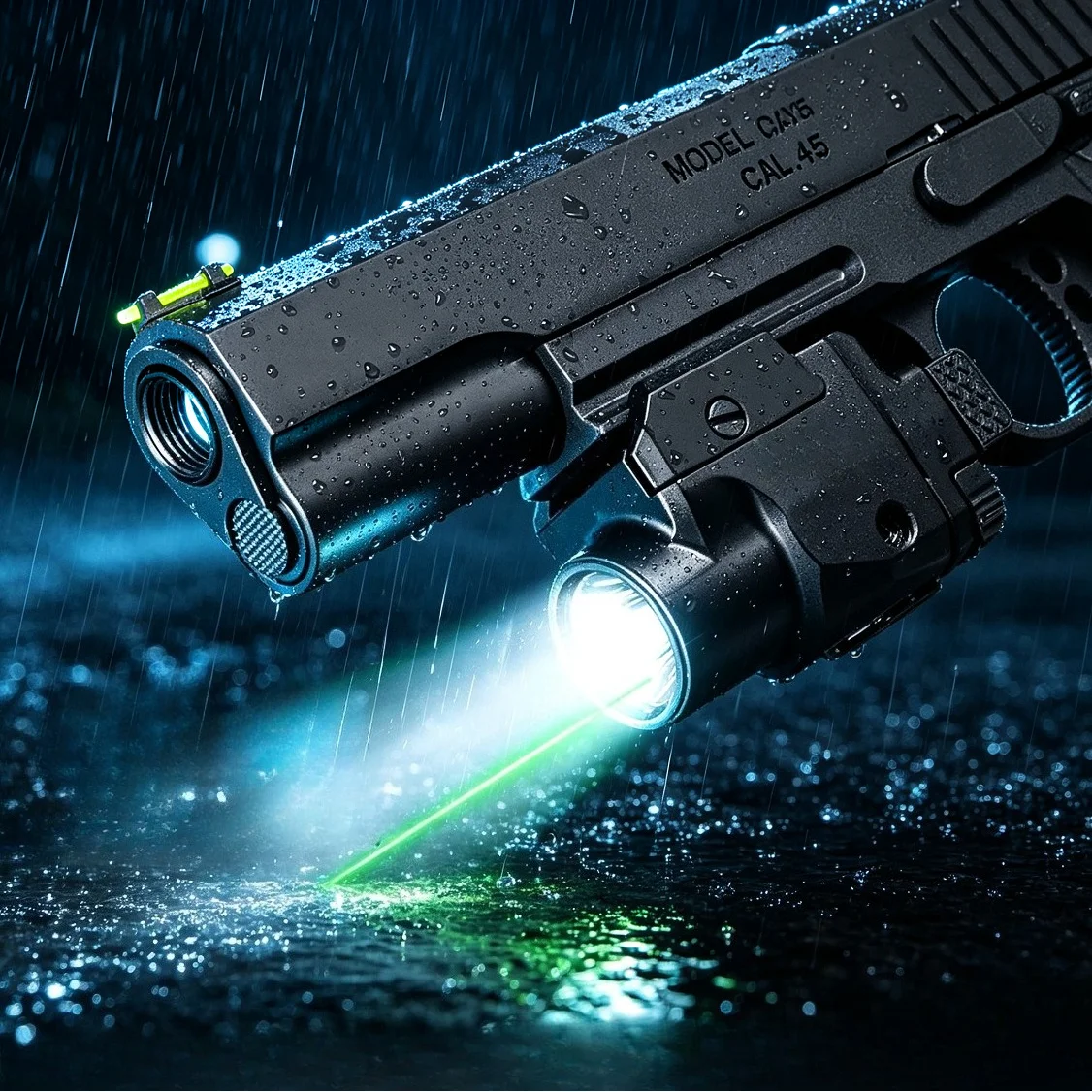 Richfire 1500LM Tactical Flashlight Dual Green White Light Rechargeable Compact Torch for Hunting Patrol Camping Caza