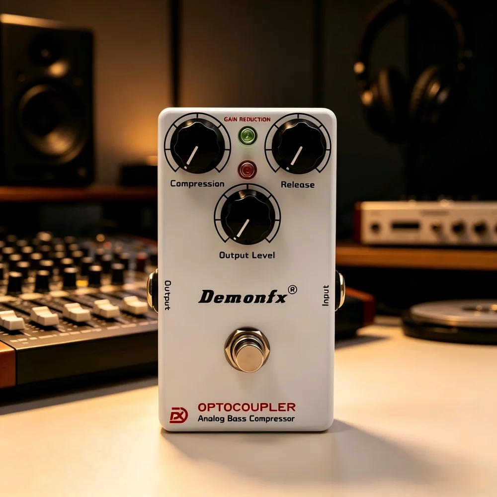 Demonfx E-Bass-Effektpedal - Analoger Optischer Kompressor Stompbox True Bypass für Bass-Effekte