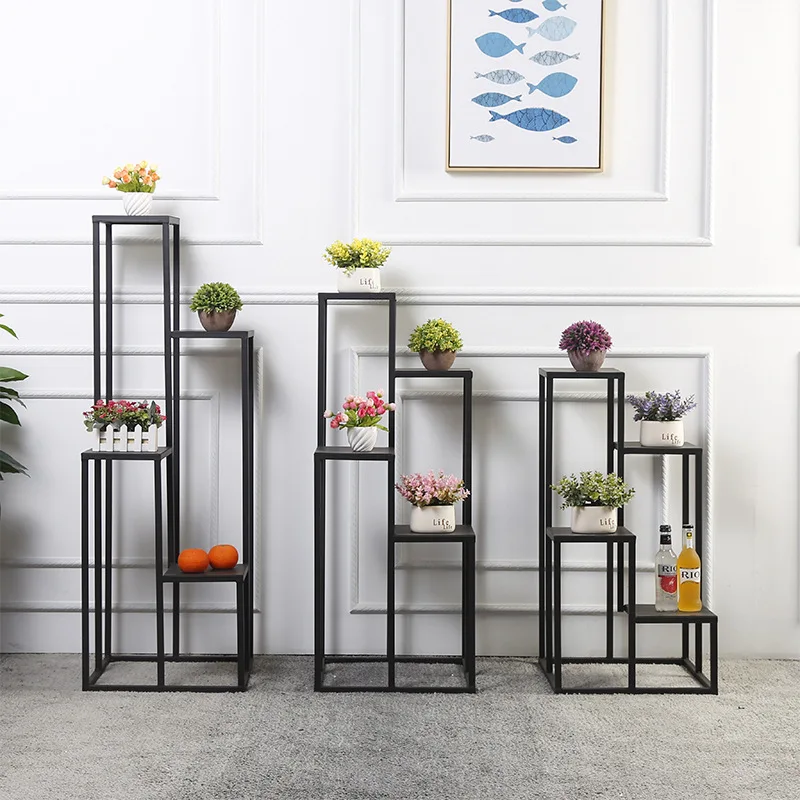 

Indoor wrought iron flower stand Multi-layer floor-to-ceiling flower shop storage flower stand Modern simple potted plant Multi
