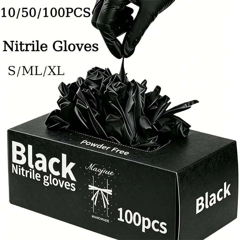 Nitrile Mechanic Glove - Guantes de nitrilo desechables negros, guantes