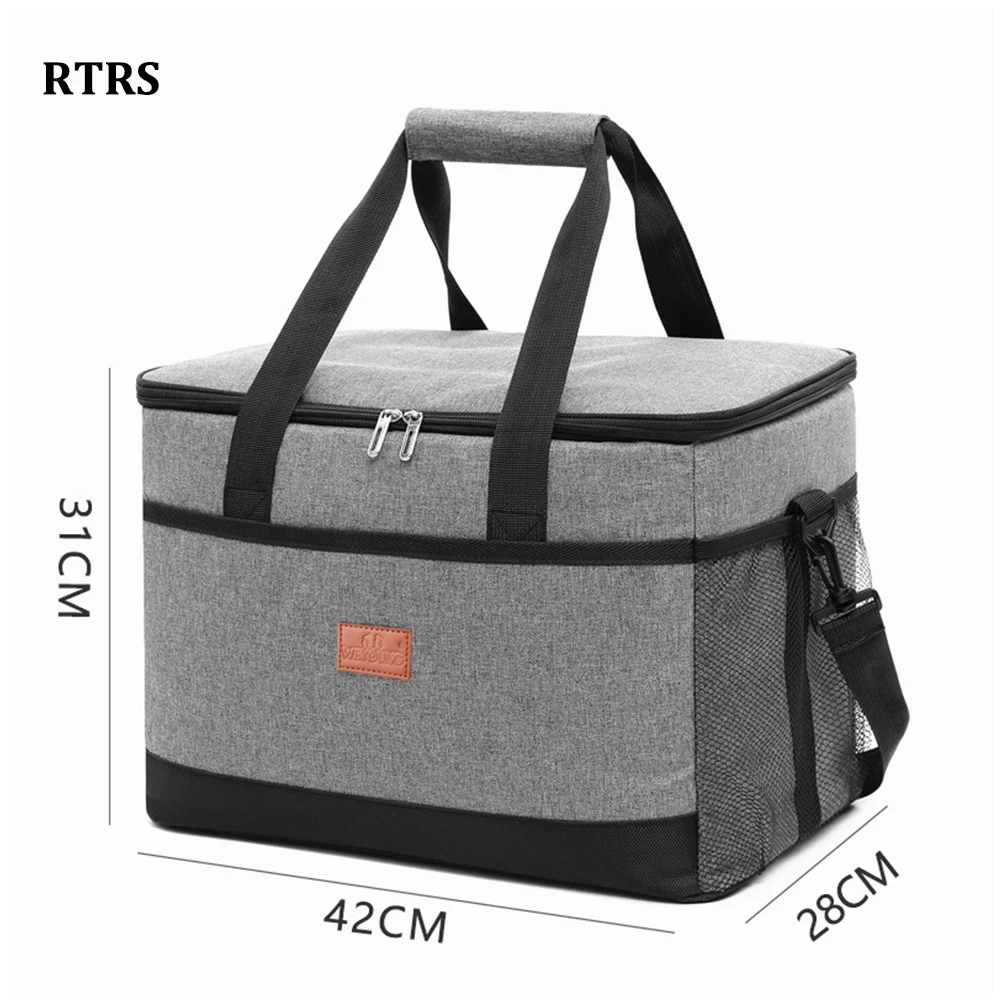 33L Tote Cooler Bag with Hard Liner Large Insulated Portable Picnic Lunch Bag Box Cooling Bag for Camping Outdoor Activities