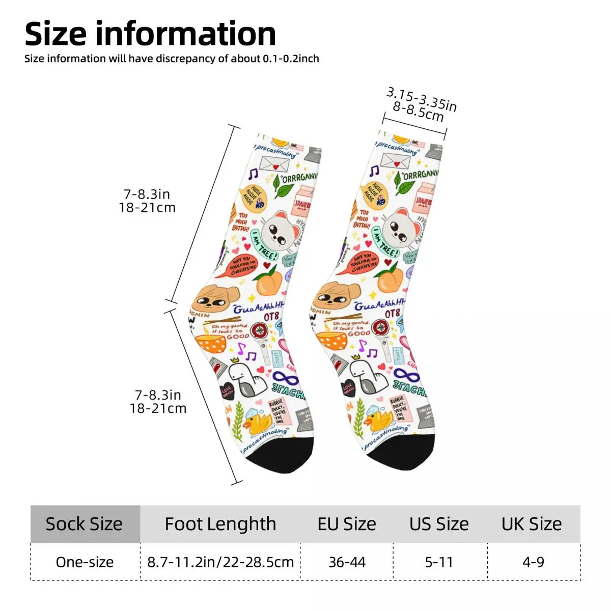 Vintage Updated Skz Doodle Men's compression Socks Unisex Street Style Seamless Printed Novelty Crew Sock