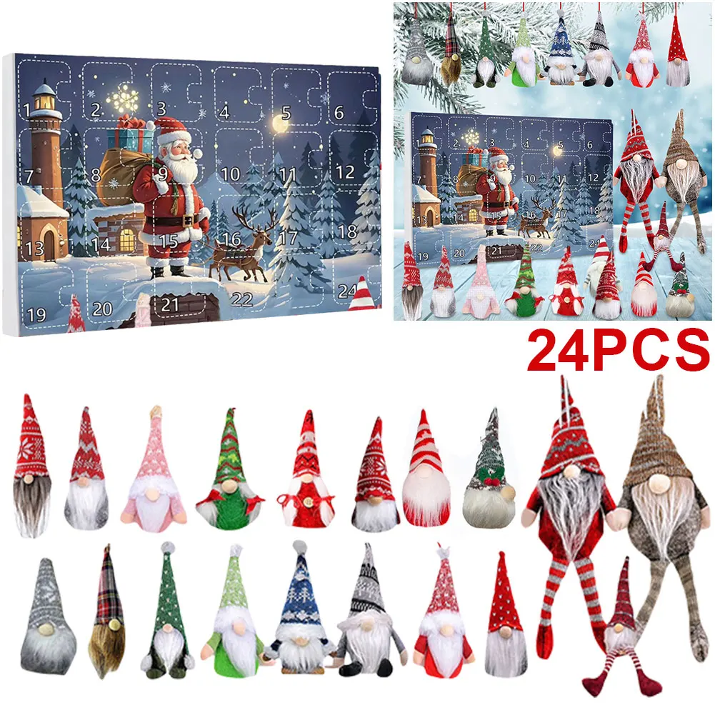 Christmas Gnome Holidays Advent Calendar 2024 Gnome Dolls with Surprise Toys 24 Days Xmas Countdown Calendar for Kids Boys Girls