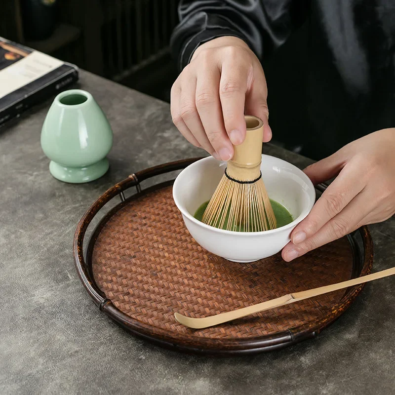 Chá Matcha escova com sino, escova para colher, escova para copo e agitação, escova de bambu para chá, dinastia Song Baiben Li