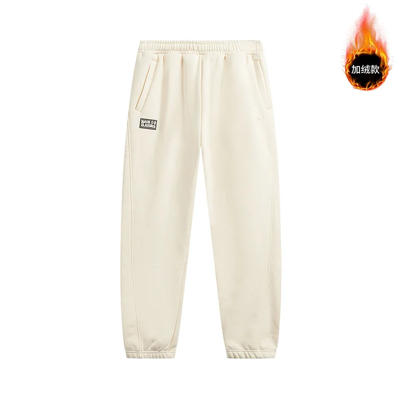 

Puma зимние мужские и женские брюки Black Label абрикосового цвета, новая спортивная одежда, повседневные теплые вязаные длинные брюки 63155187