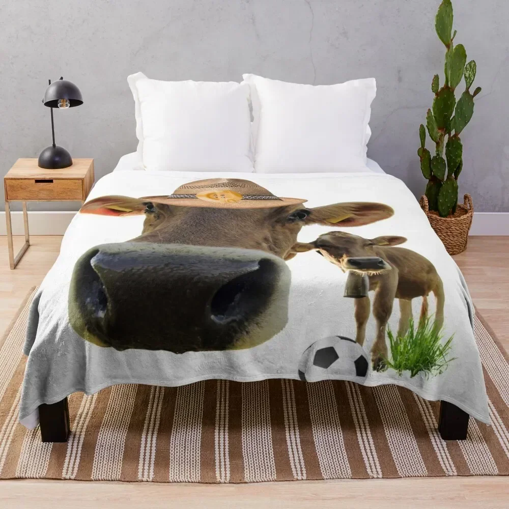 

Big Nose Cow Face with Son Throw Blanket Ultra Plush Cozy Blanket for Napping Sleeping