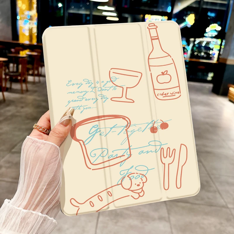 Simple sketch Line Puppy case for iPad pro 10/11-Inch 2020/6th/7th /8th /Air 3rd/Air 4th/9th gen/Air 5th Gen 2022/Air 11