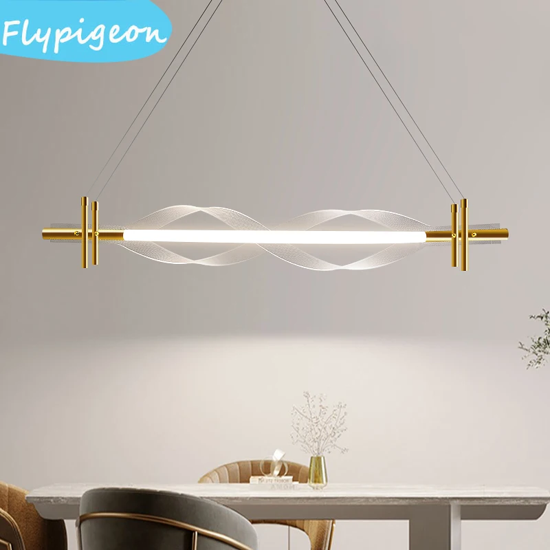 

Modern Gold Acrylic LED Chandelier Creative Rounded Design for Living Room Bedroom Dining Room Island Light Decor Pendant Lamp