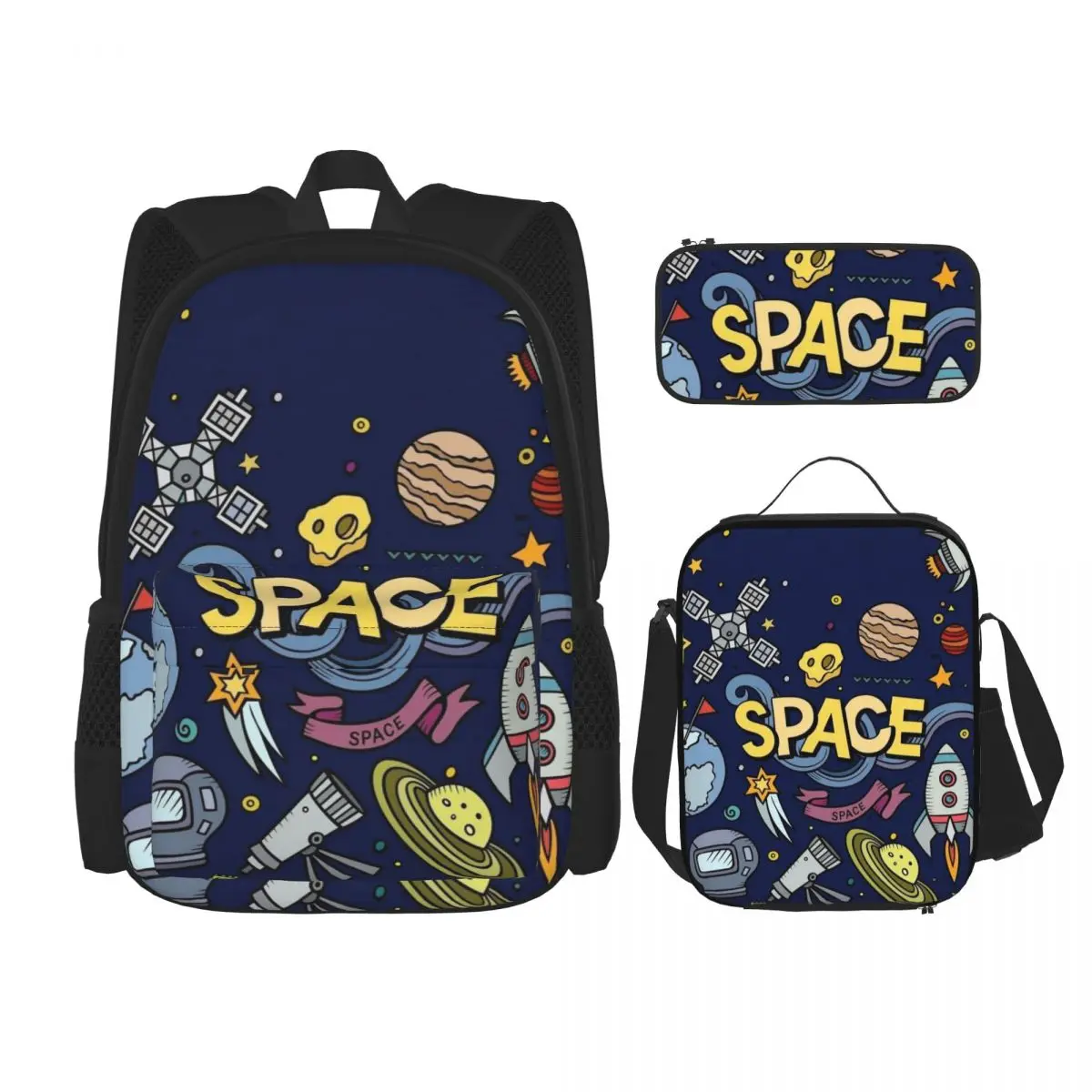 Space Student backpack, crossbody dining bag, storage pen bag, 3 piece set