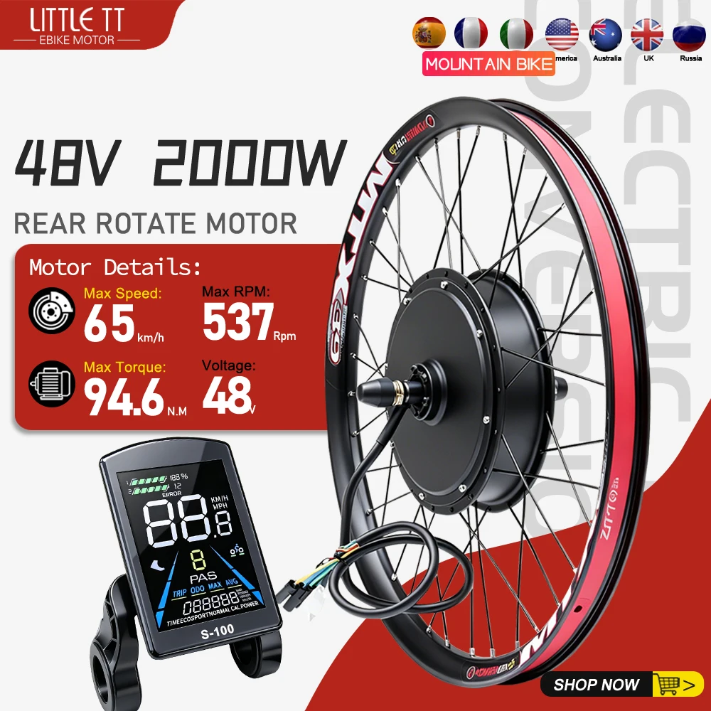 MTX Electric Bike Conversion Kit 48V 2000W Rear Hub Motor Wheel Kit For Bicicleta Eléctrica 20in 26in 27.5in 28in 29in 700C