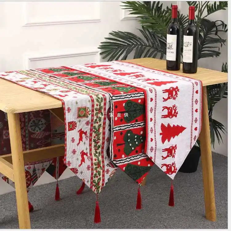 

Home Fabric Supplies Knitted Christmas Table Flag Spring Festival Red Tablecloth