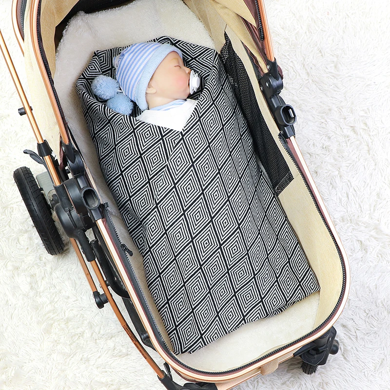 Baby Blanket 100%Cotton Knitted Newborn Boys Plaid Bedding Crib Quilt 100*80CM Sleep Covers Infant Girls Stroller Swaddling Soft