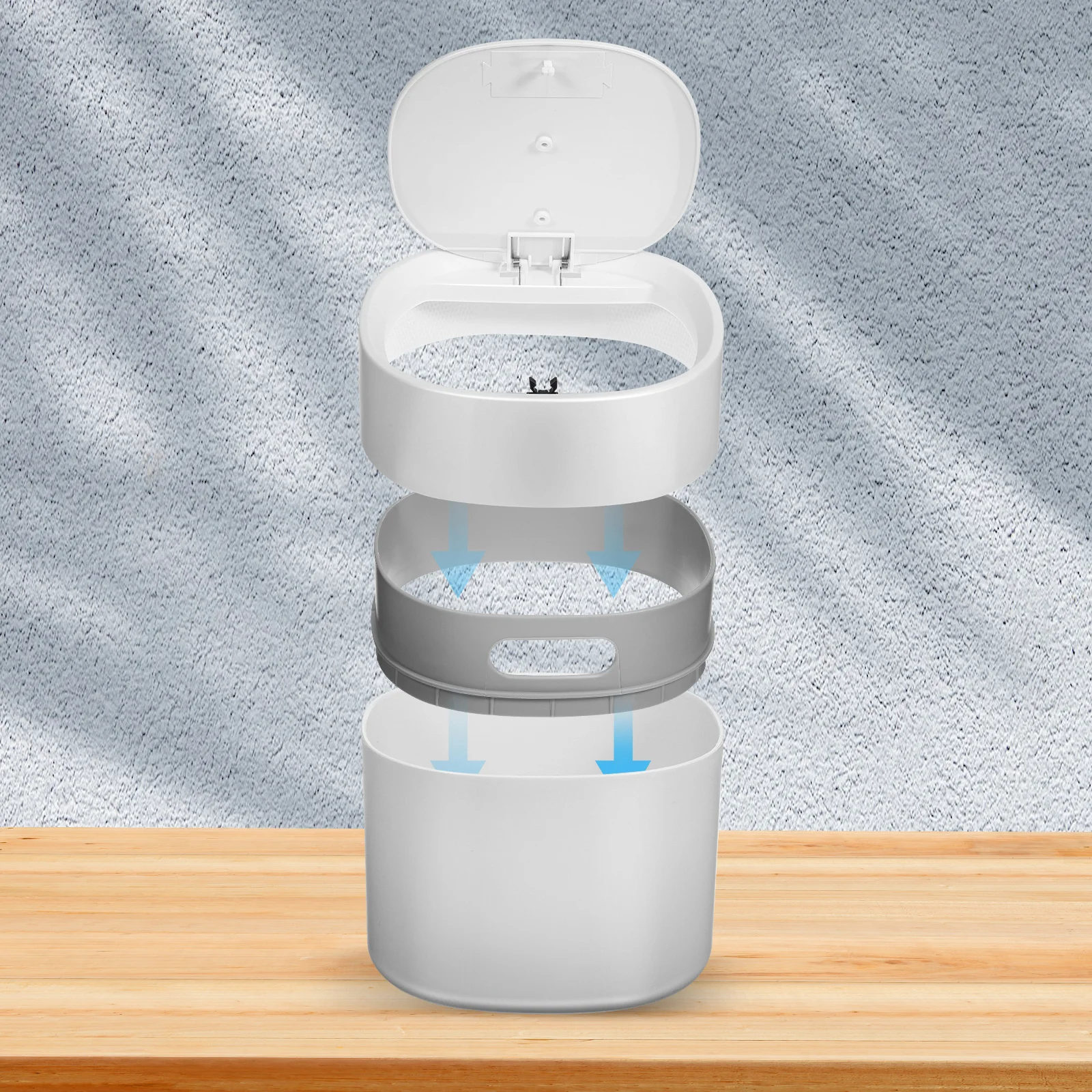 

1Set Desktop Trash Can Mini Garbage Bin Lid Small Desk Waste Basket Covered Countertop Rubbish Bin