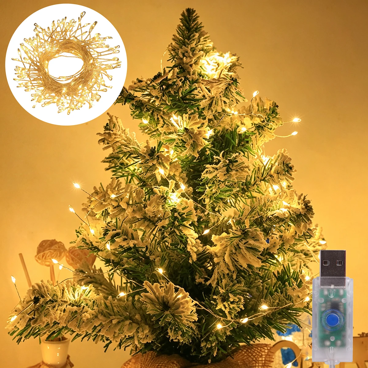 USB LED Firecracker Fairy Lights Christmas Garland Cluster String Lights For Wedding Garden Party New Year Christmas Tree Decor