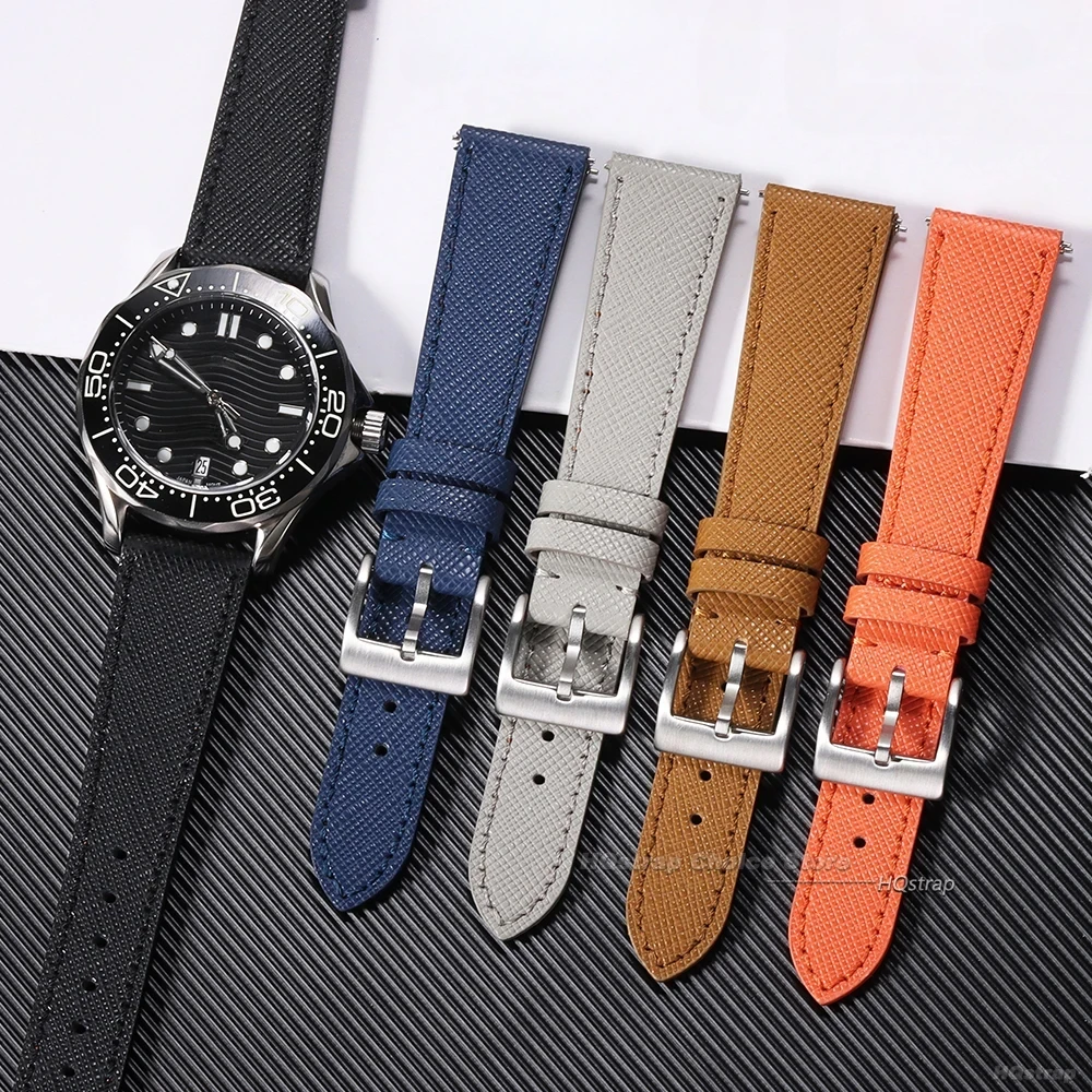 Echtes Lederarmband für Rolex Schnellverschluss-Armband für Seiko 18 mm 20 mm Vintage genähtes Armband für Huawei Gürtelband