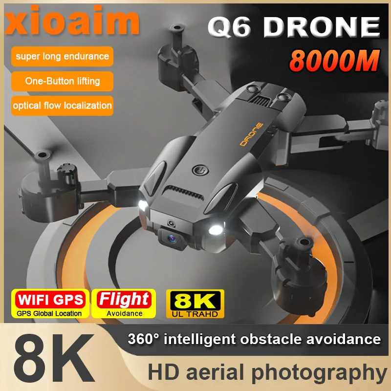 

For Xiaomi Q6 Drone 5G WIFI 4K 8K Drone HD Dual Camera FPV RC Drone With 1080P Folding Quadcopter RC Distance for Child Toys