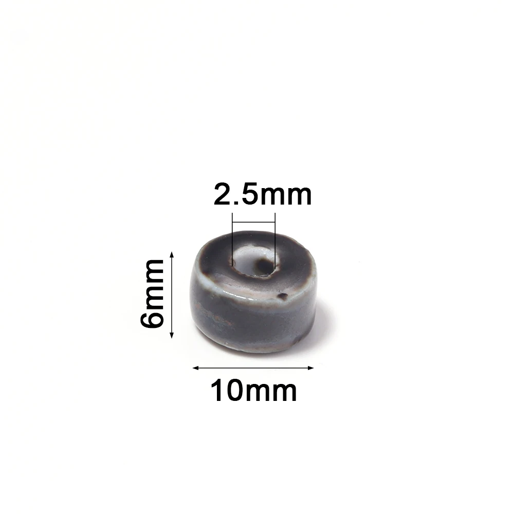 10pcs 6x10mm Vintage Kiln Color Ceramic Beads Flat Round Loose Spacer Beads For Jewelry Making Bracelet Necklace Accessories