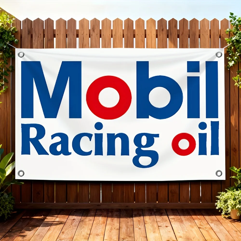 Large Mobil Racing Oil Banner Flag Polyester Outdoor Sports Decor Automotive Gifts Yard Display 60x90cm Personalized Print