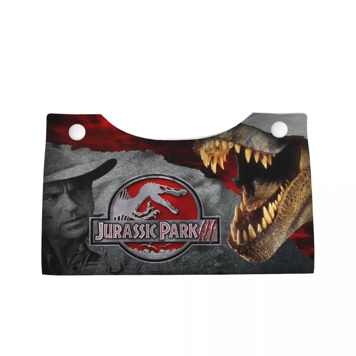 Custom Jurassic Park Tissue Box Cover PU Leather Rectangular Dinosaur Movie Facial Tissue Box Holder for Bathroom Office