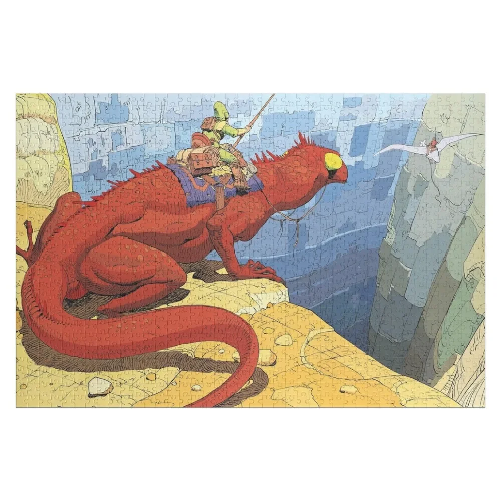 

moebius, edena, warrior, lizard, iguana,seagull, landscape, warrior, cliff, world of edena jean giroud Jigsaw Puzzle