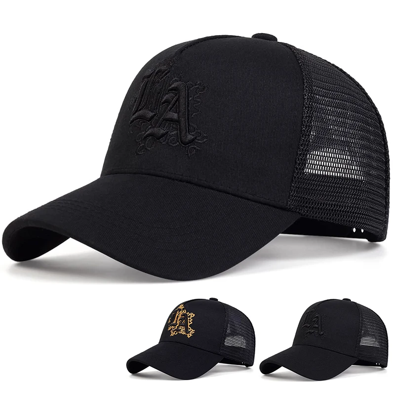 Unisex LA Letter Embroidery Baseball Net Caps Spring and Summer Outdoor Adjustable Casual Hats Sunscreen Hat