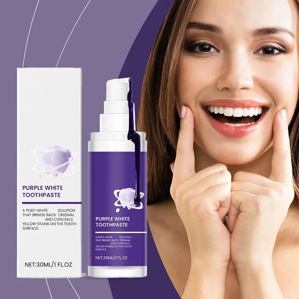 Purple Teeth Whitening Toothpaste Oral Hygiene Remove Dental Smoke Stains Plaque Bad Breath Reduce Yellowing Teeth Cleaning Care