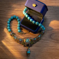 Retro exaggerated gemstone geometric Euro-American necklace