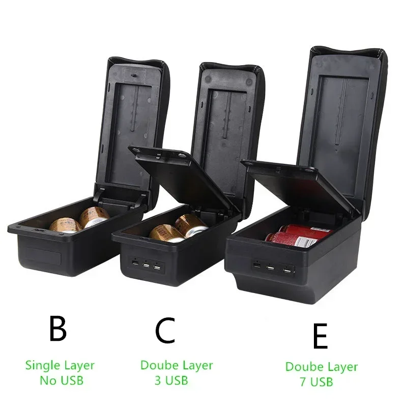 Storage Box For Peugeot 107 Citroen C1 Toyota Aygo BJ BYD F0 car supplies interior details USB LED Light Car Armrest Box