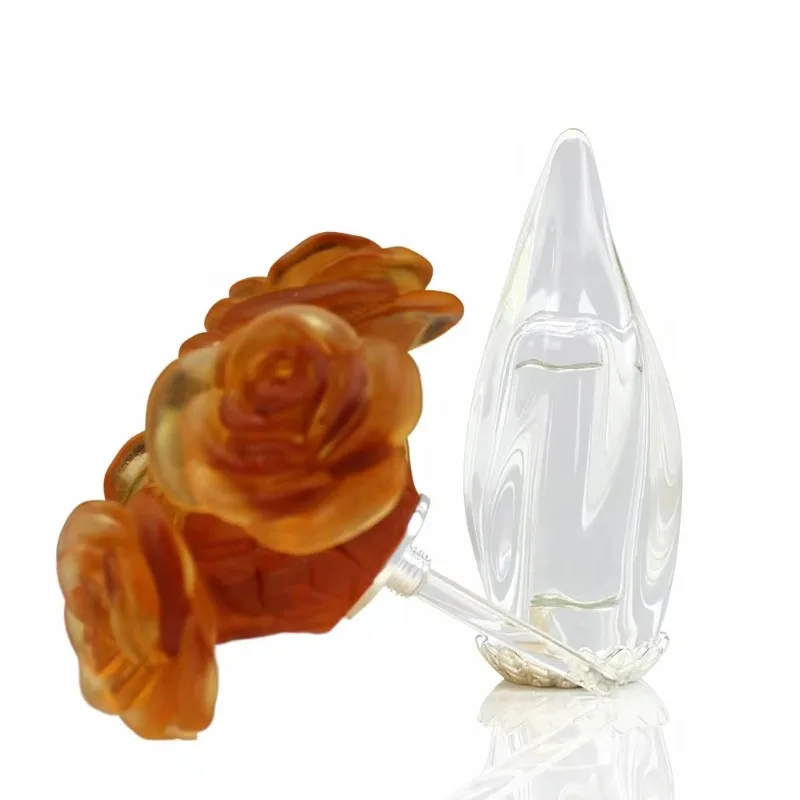 Crystal Perfume Bottle Handcrafted Folk Art Rose Flower S M Refillable Decorative Home Vanity Gift