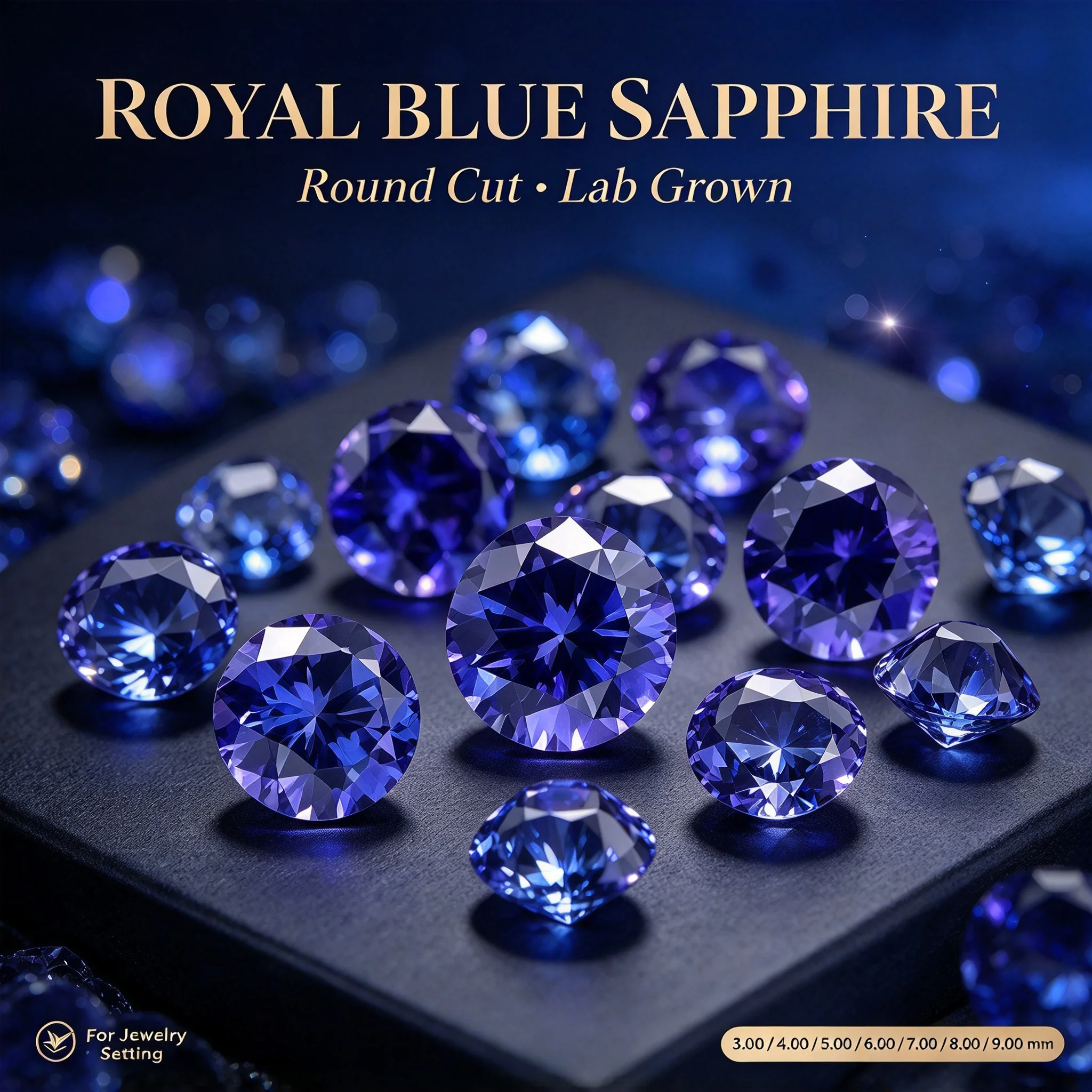 Certified Royal Blue Lab Created Sapphire Loose Stones, Brilliant Faceted Gem, Ideal for Handmade Artisan Rings, Earrings