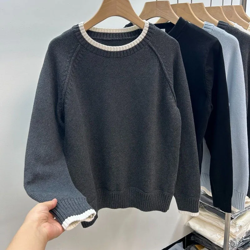 

Knitted Sweater Women Pullovers New Long Sleeve O-Neck Knit Sweater Pullover Women Tops Sueter Feminino Sueters De Mujer Q1361